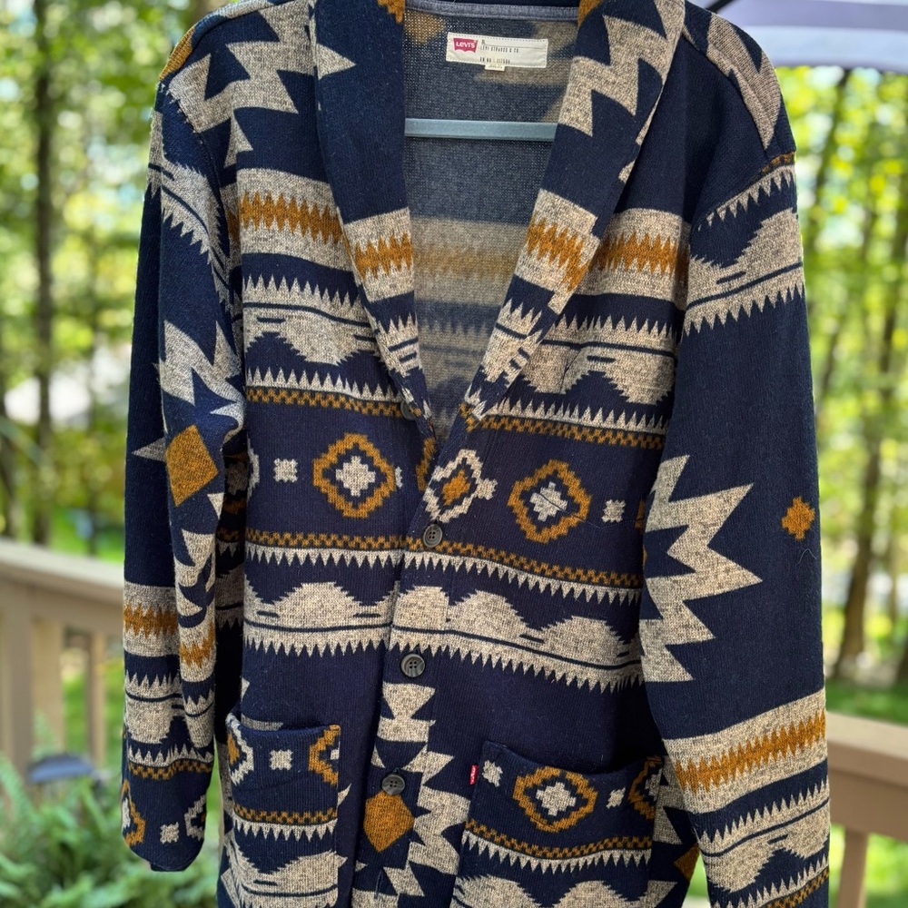 Levi's Women’s Cardigan - Navy, Tan, Gold